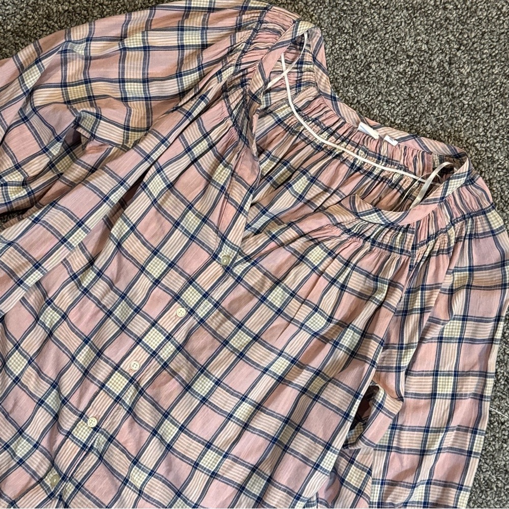 GAP Pink and Blue Plaid Button Down Shirt - Picture 6 of 10
